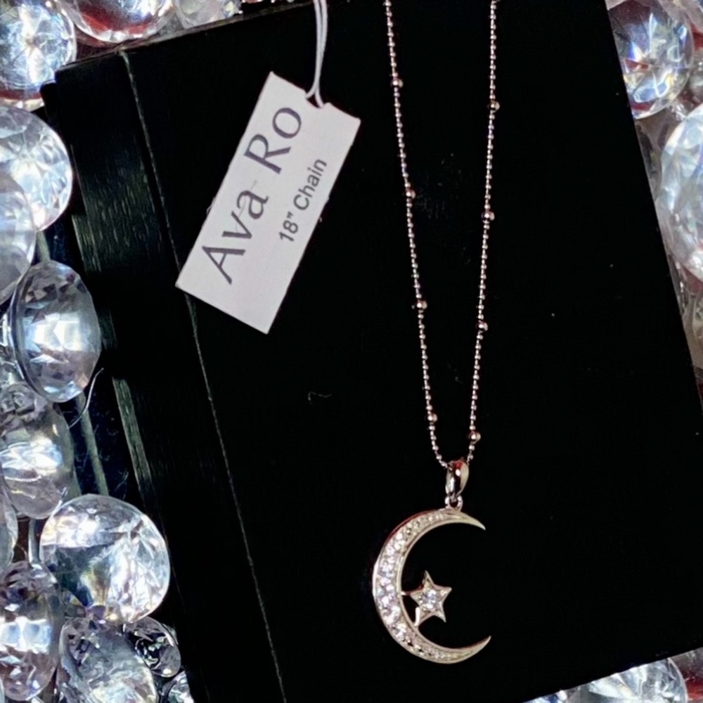 Ava Ro Sterling Silver Chain with Moon Charm